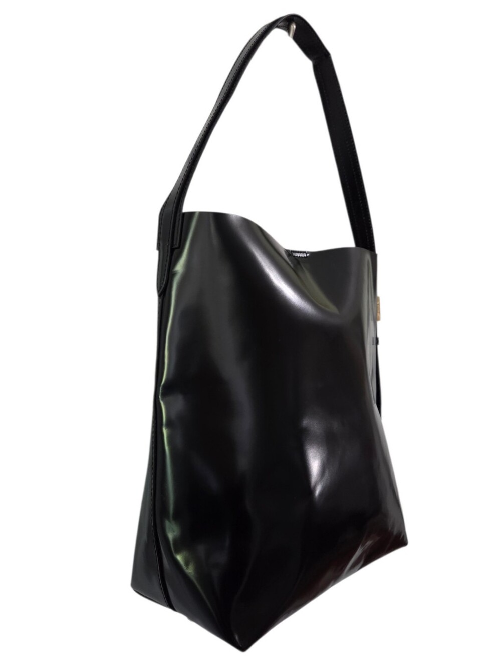 J. Crew EDIE BUCKET BAG Black Leather Tote - Picture 6 of 9